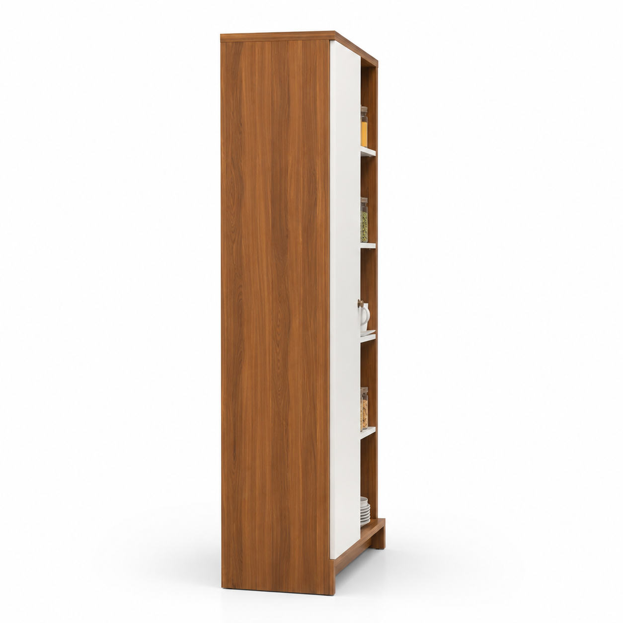 Multi-Purpose Kitchen Organizer Cabinet with Door, Open Shelf Storage, Pantry Unit for Kitchen, Dining & Utility Room | Wooden Finish