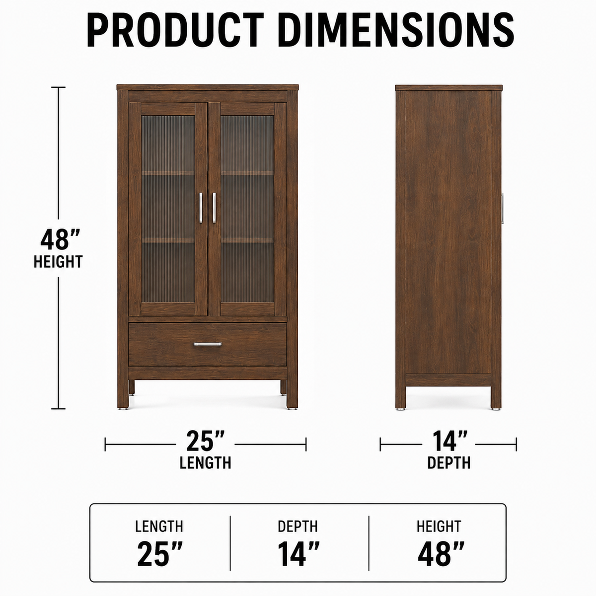 Modern Wooden Glass Door Storage Display Cabinet with Drawer, Tall Bookcase Organiser, Living Room Display Unit, Office Storage Cabinet for Home &amp; Office Use
