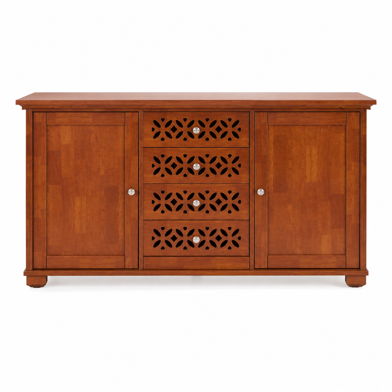 Modern Wooden Storage Cabinet with 4 Decorative Drawers and 2 Door Cabinets, Sideboard Organiser for Living Room, Dining Room