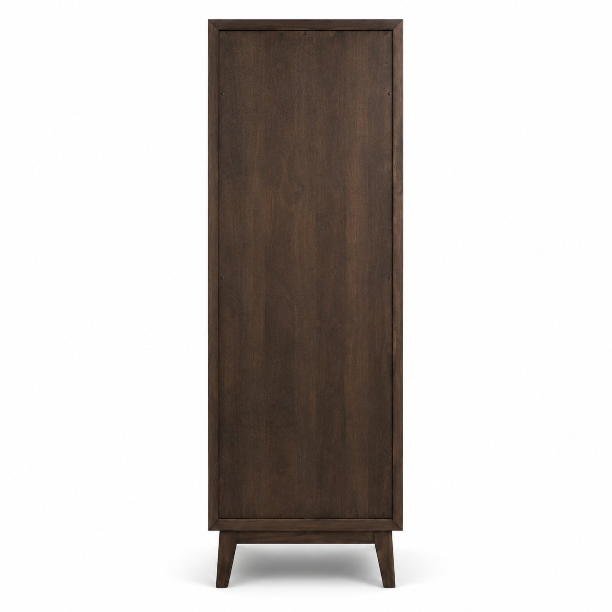 Solid Wood Tall Display Cabinet with Glass Door, Multiple Storage Shelves, Closed Storage, Raised Legs and Rich Brown Polish for Home Interiors