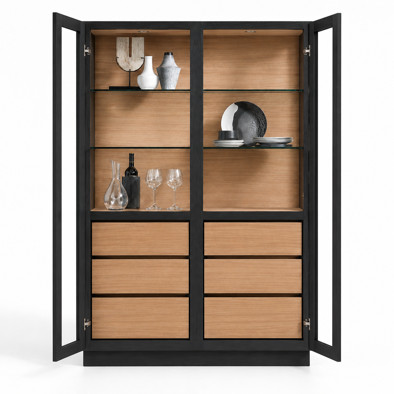 Wooden Storage Cabinet with Elegant Finish for Dining Rooms and Multi-Purpose Storage Compartments