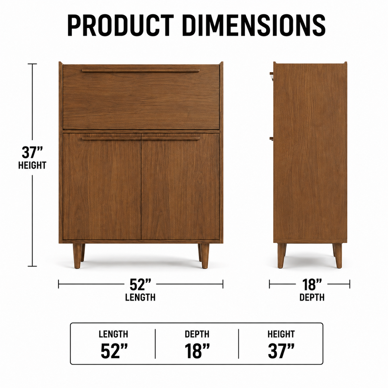 Wooden Storage Cabinet with Gentle-Close Hinges and Stylish Design, Ample Shelves for Neat Organisation
