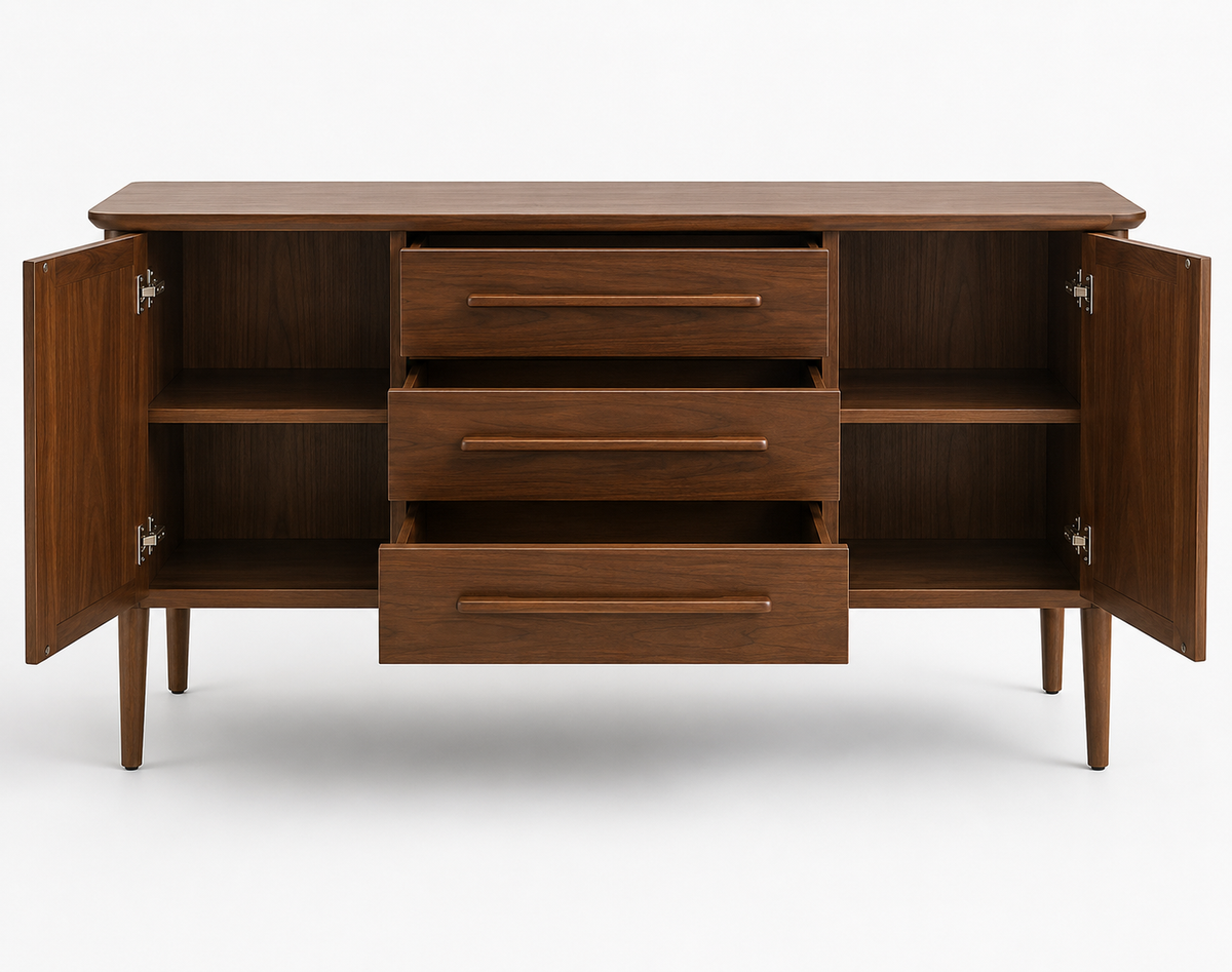 Wooden Storage Cabinet with Smooth Door Mechanism and Storage Space, Ample Shelves for Neat Organisation