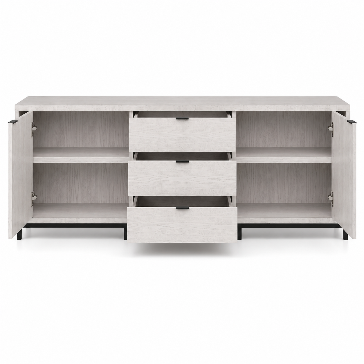 Modern Wooden Sideboard Storage Cabinet with 4 Doors and Drawers, Large Buffet Cabinet for Office