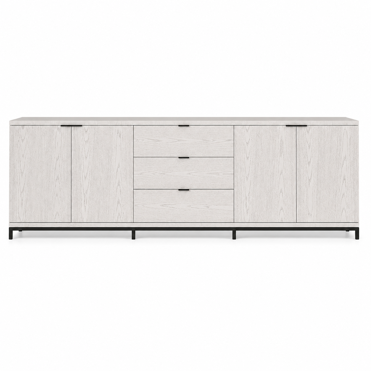 Modern Wooden Sideboard Storage Cabinet with 4 Doors and Drawers, Large Buffet Cabinet for Office