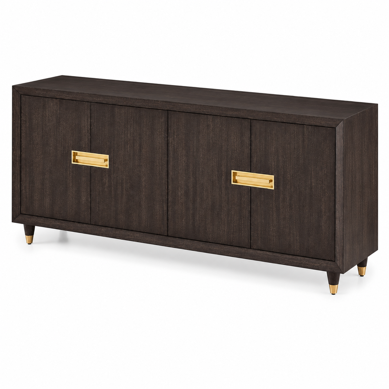 Modern Wooden Sideboard Storage Cabinet with 4 Doors, Gold Handles and Spacious Buffet Unit for Office