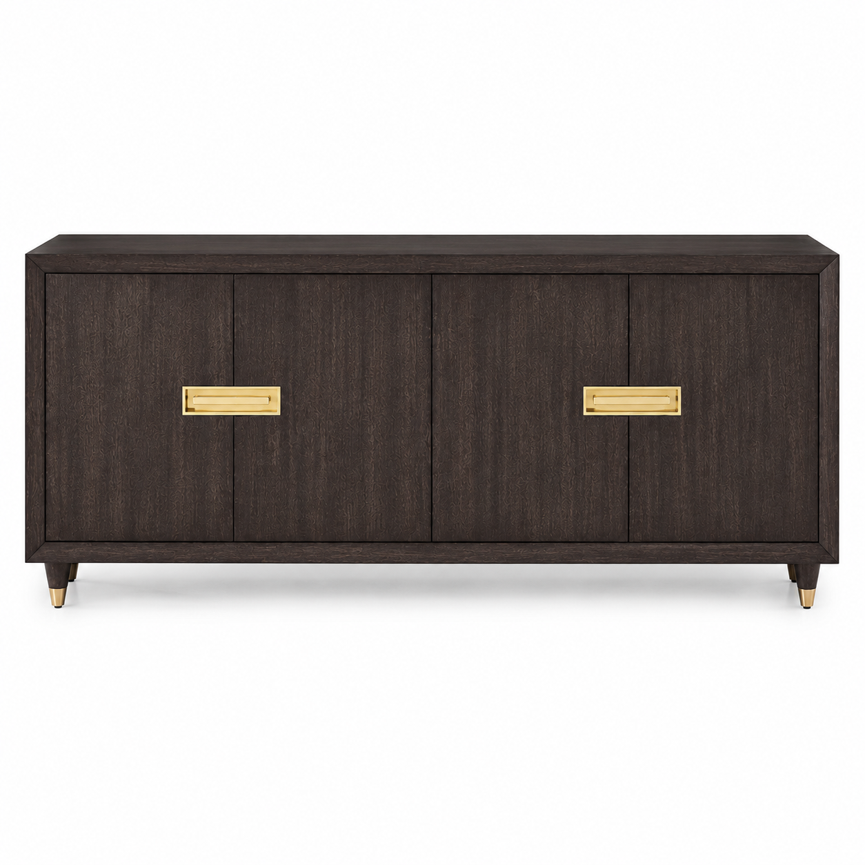 Modern Wooden Sideboard Storage Cabinet with 4 Doors, Gold Handles and Spacious Buffet Unit for Office