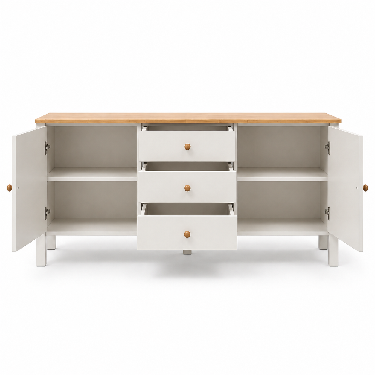 Wooden Storage Cabinet with Many-Purpose Storage, Classic Design and Practical Shelves