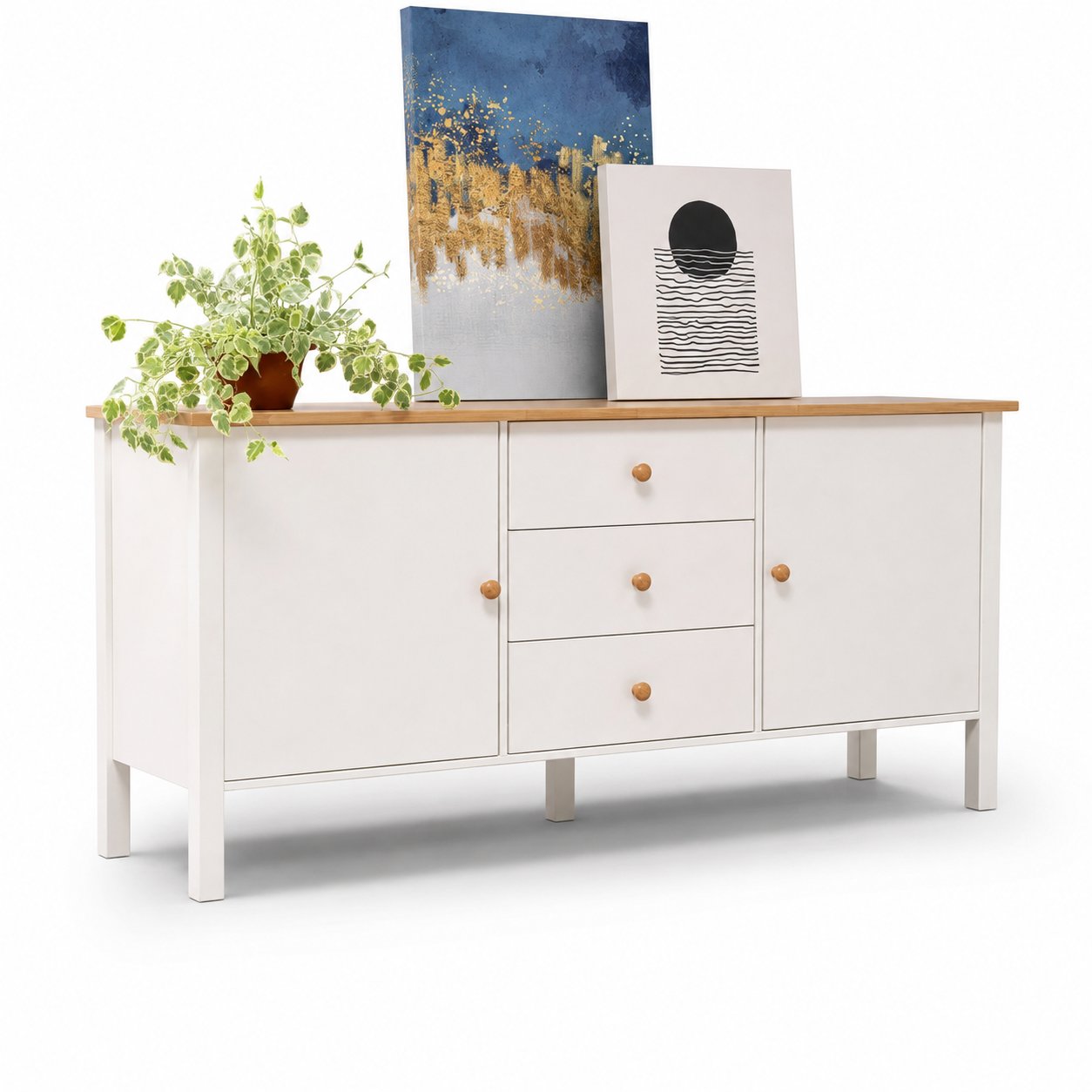 Wooden Storage Cabinet with Many-Purpose Storage, Classic Design and Practical Shelves