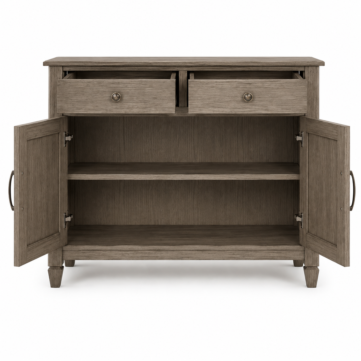 Modern Wooden Sideboard Storage Cabinet with 2 Doors, 2 Drawers, Compact Buffet Console for Dining Room, Living Room and Entryway