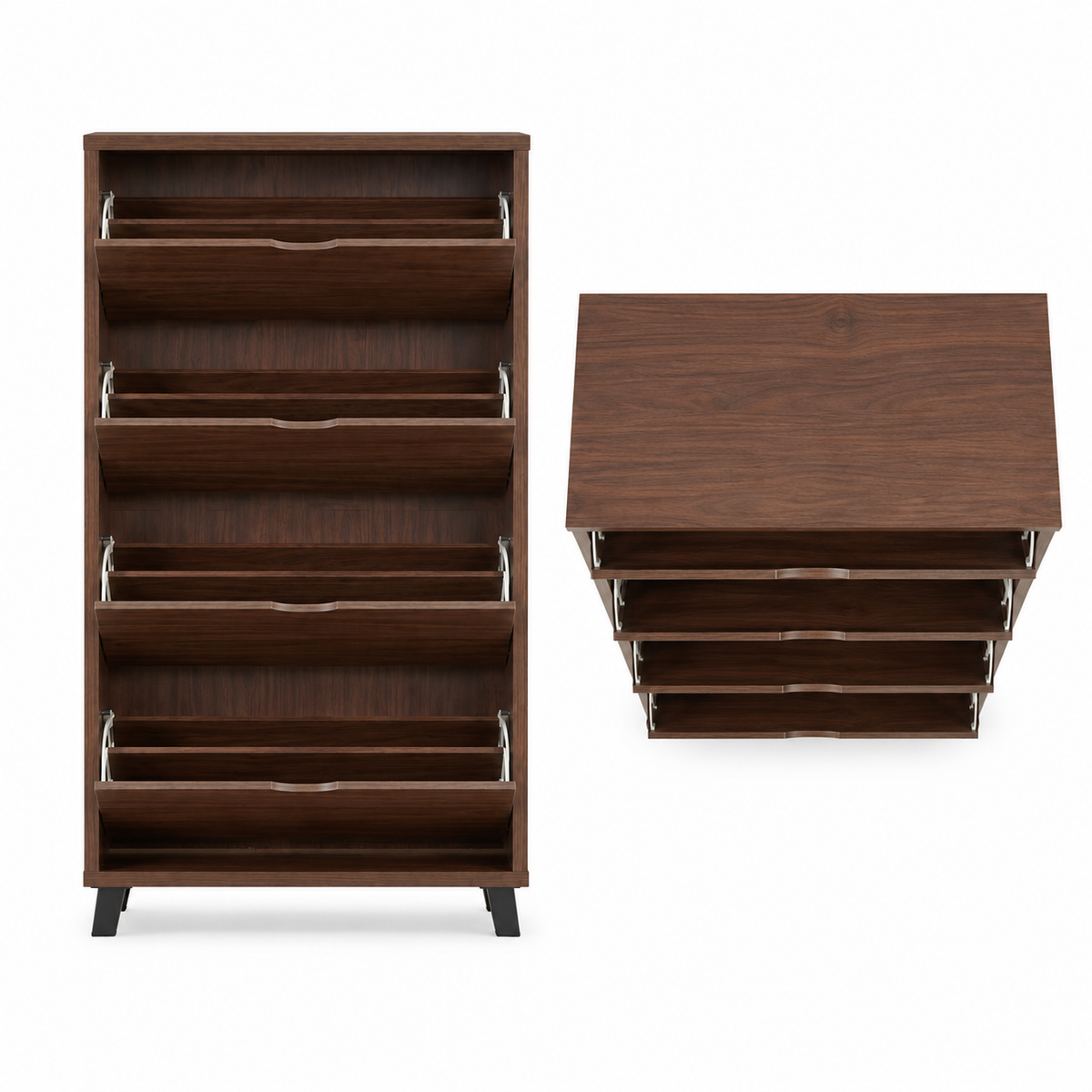 Wooden Shoes Storage Cabinet with Wooden Shelves, Contemporary Finish and Sturdy Build