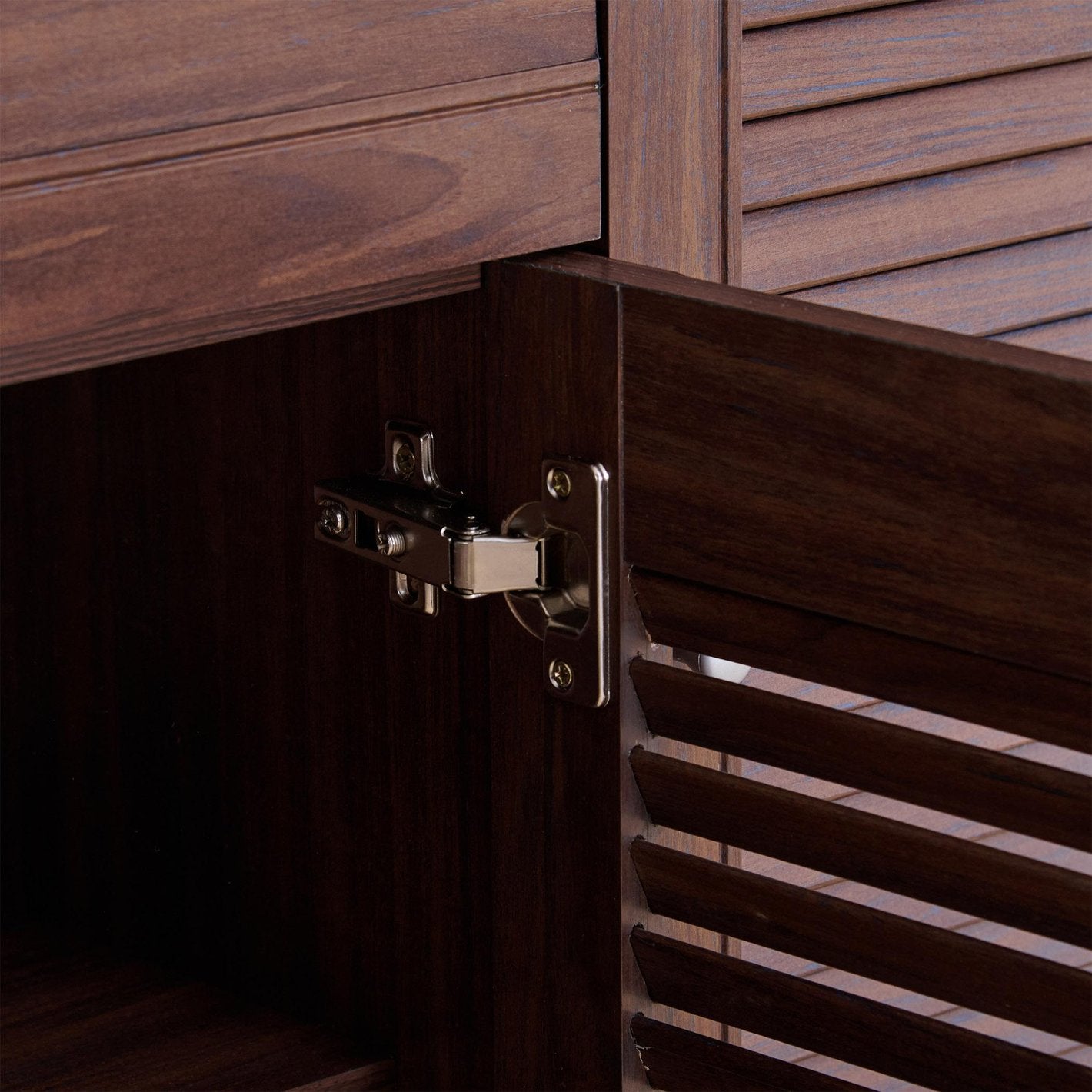 Modern Wooden Shoe Storage Cabinet with 2 Louvred Doors, Drawer, Multi-Shelf Organiser for Hallway, Entryway and Living Room
