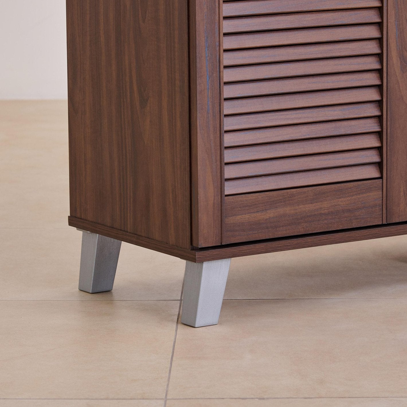 Modern Wooden Shoe Storage Cabinet with 2 Louvred Doors, Drawer, Multi-Shelf Organiser for Hallway, Entryway and Living Room