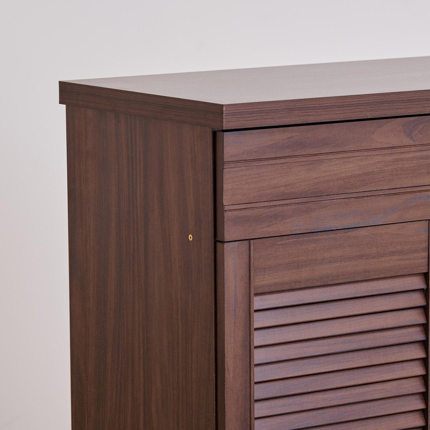 Modern Wooden Shoe Storage Cabinet with 2 Louvred Doors, Drawer, Multi-Shelf Organiser for Hallway, Entryway and Living Room