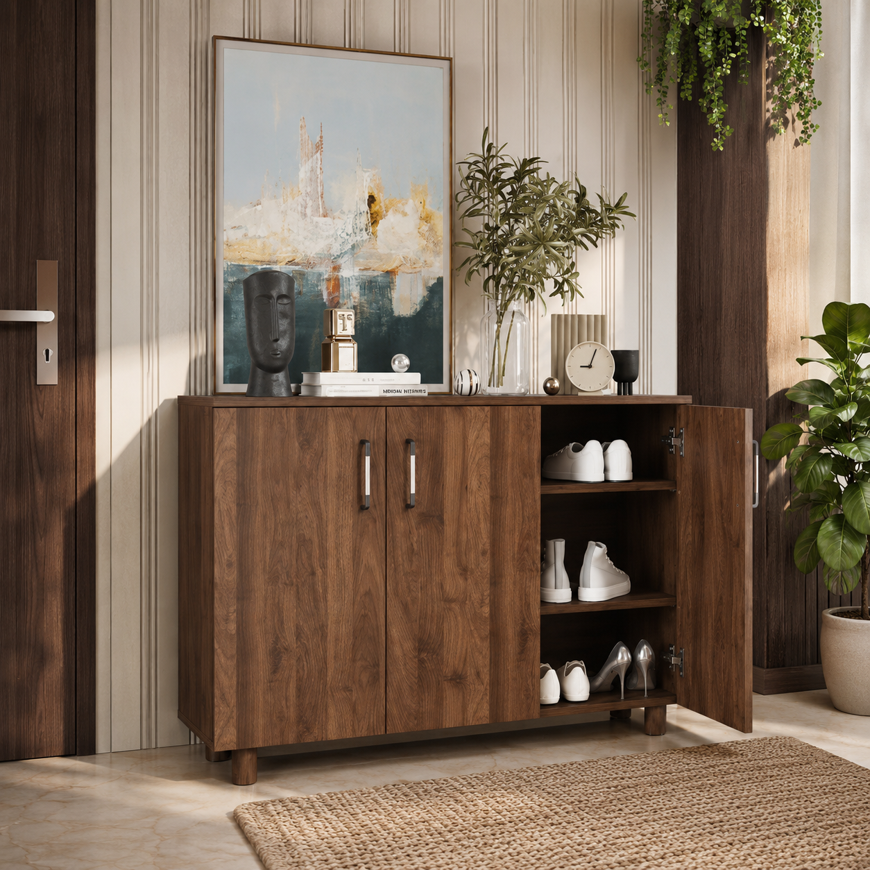 Wooden Shoes Storage Cabinet with Modern Desiner, Minimalist with High Durable