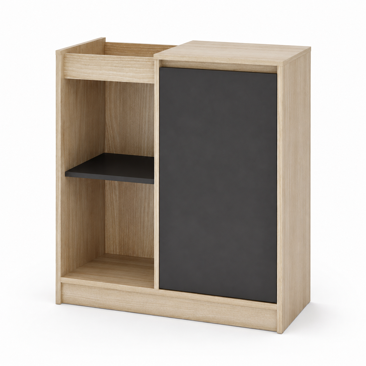 Modern Wooden Shoe Storage Cabinet with 1 Door, Open Shelves, Drawer and Multipurpose Entryway Organiser for Home Hallway