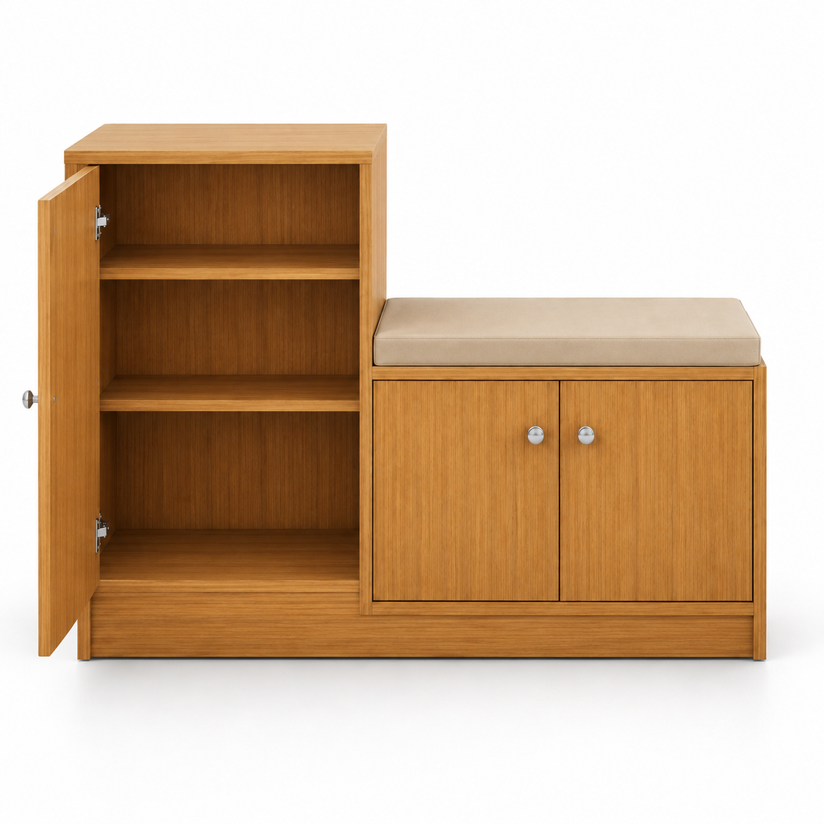 Wooden Shoes Storage Cabinet with Seating & Modern Design, High build Material Used For Long Lasting Use