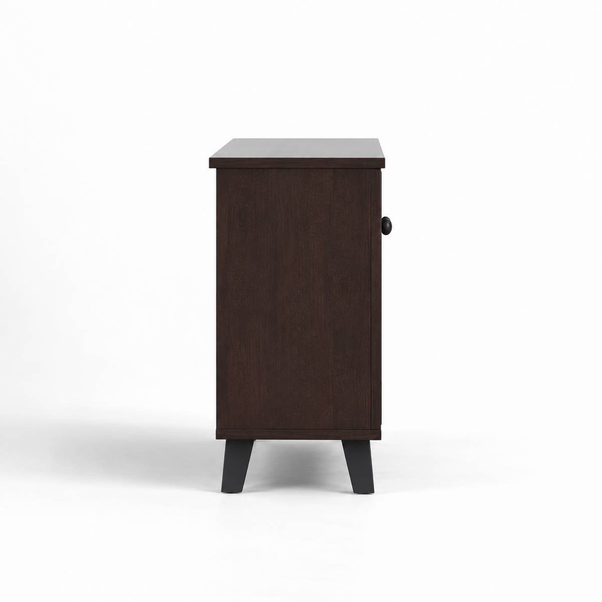 Modern Particle Board Shoe Cabinet with Dual Slatted Doors, Multi-Level Shelves &amp; Raised Legs for Entryway, Foyer and Bedroom