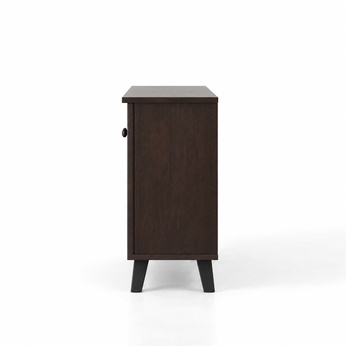 Modern Particle Board Shoe Cabinet with Dual Slatted Doors, Multi-Level Shelves &amp; Raised Legs for Entryway, Foyer and Bedroom
