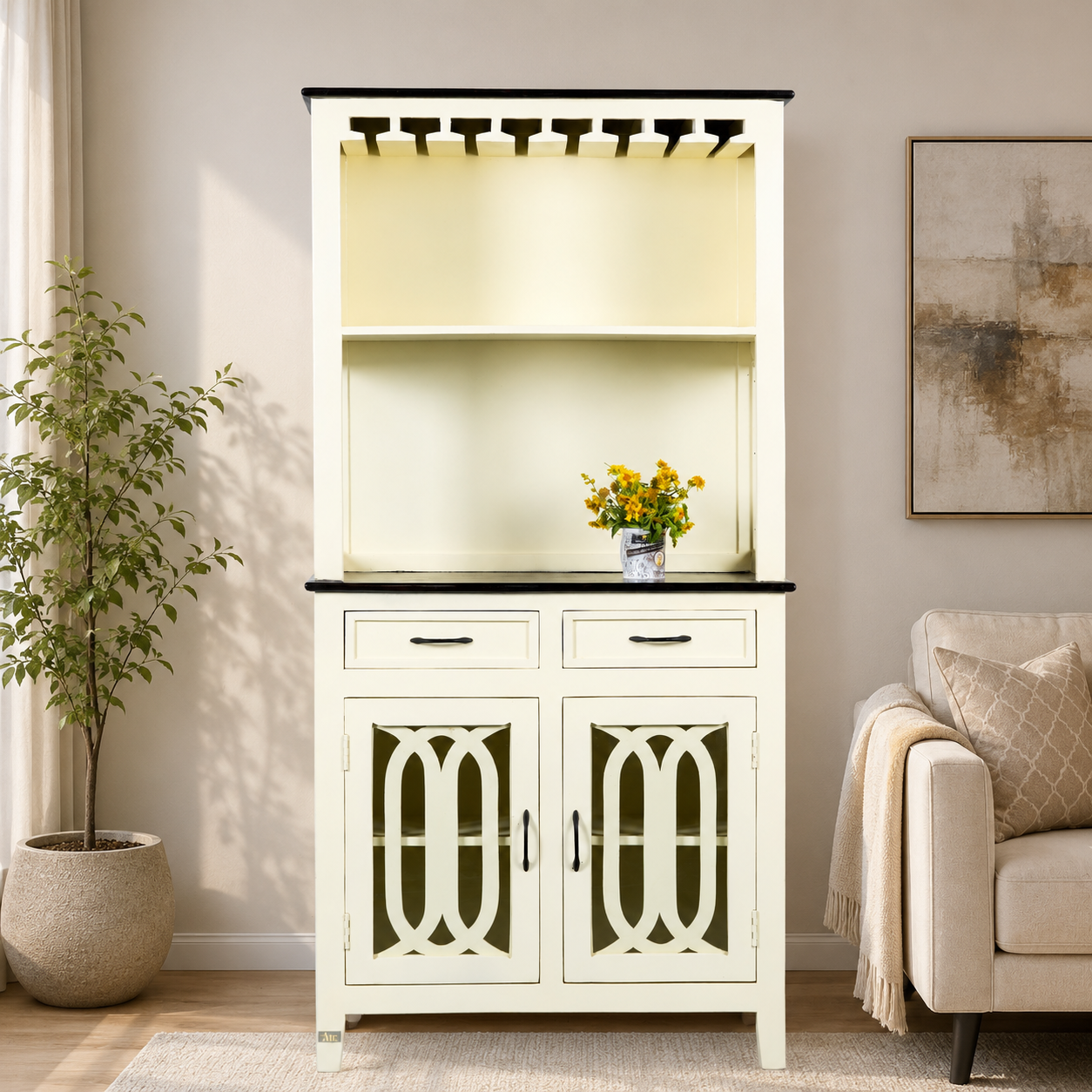 Kitchen Hutch Cabinet with Drawers & Storage Doors, Dining Room Crockery Display Unit, Bar Storage Cabinet for Home Organization