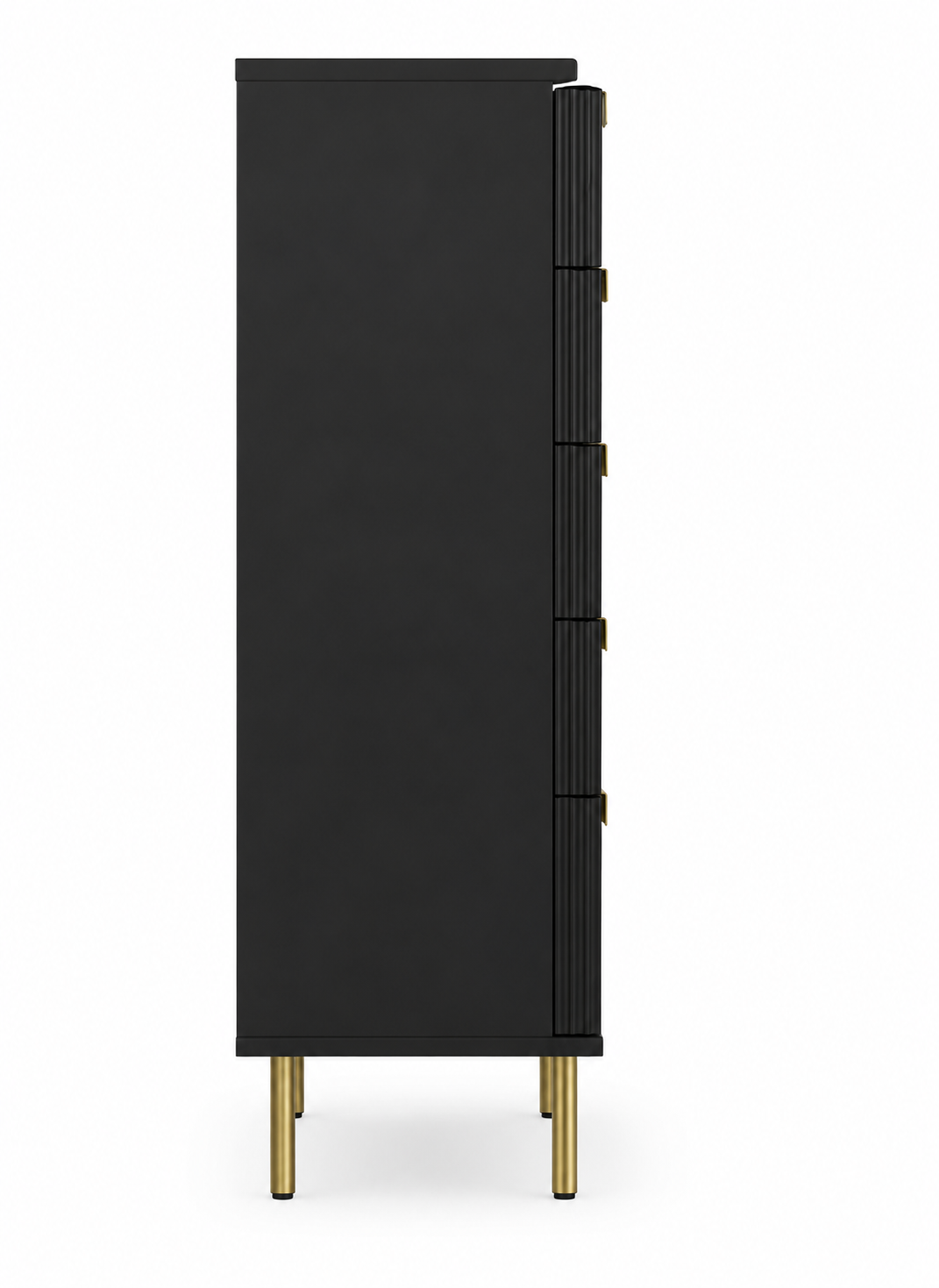 Fluted Chest of Drawers for Bedroom & Living Room with Vertical Groove Design, Gold Accent Handles & Elegant Storage Organizer