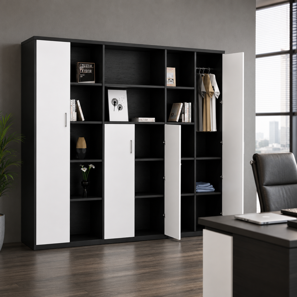 Wooden Office Storage Cabinet with Multiple Durable Drawers for Efficient File Management