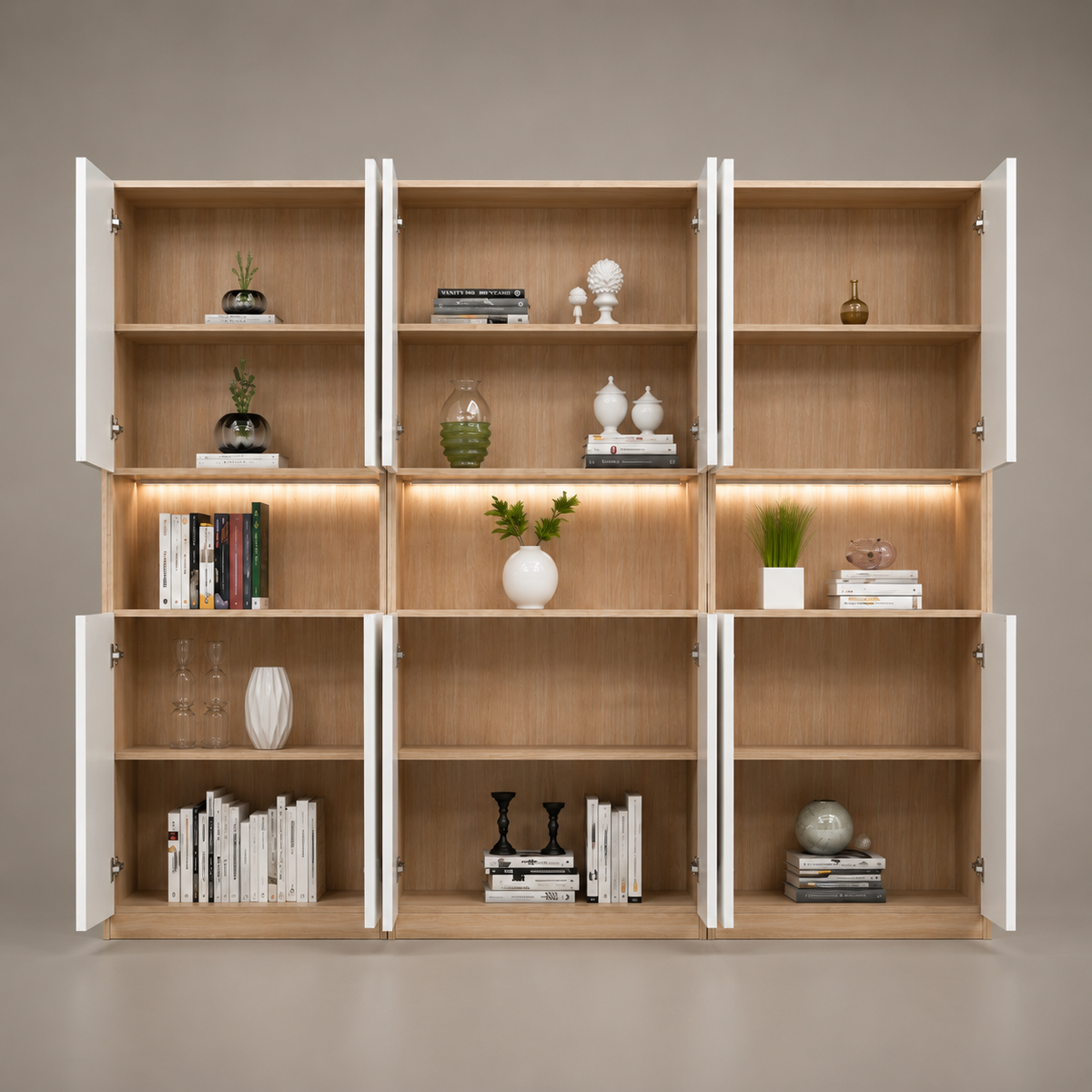 Modern Wooden Storage Cabinet with Bookshelf for Office and Home with Elegant Design