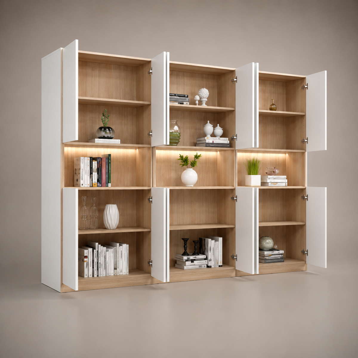 Modern Wooden Storage Cabinet with Bookshelf for Office and Home with Elegant Design