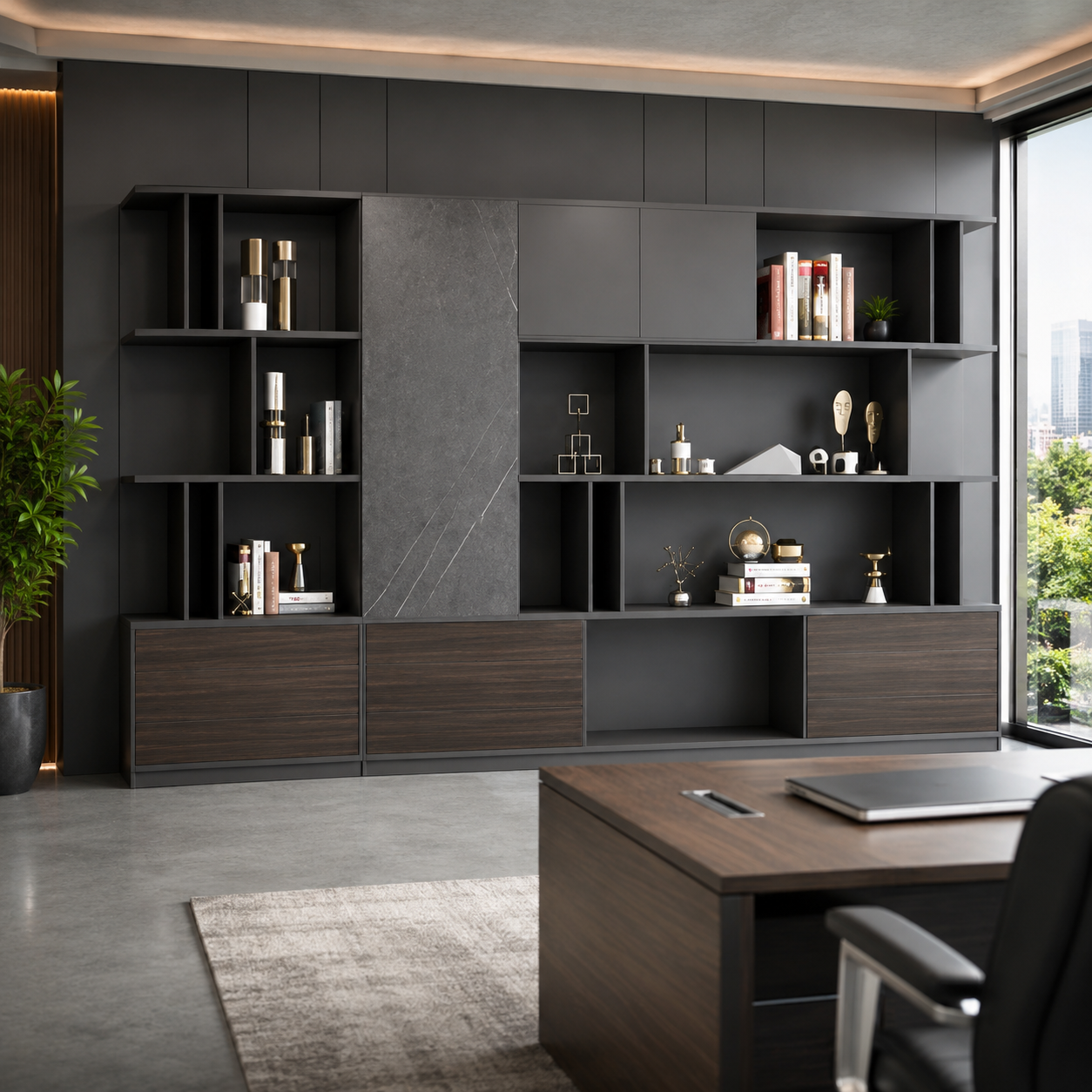 Wooden Office Storage Cabinet with File Organizer, Space-Saving Design & Durable Wooden Finish for Workspaces