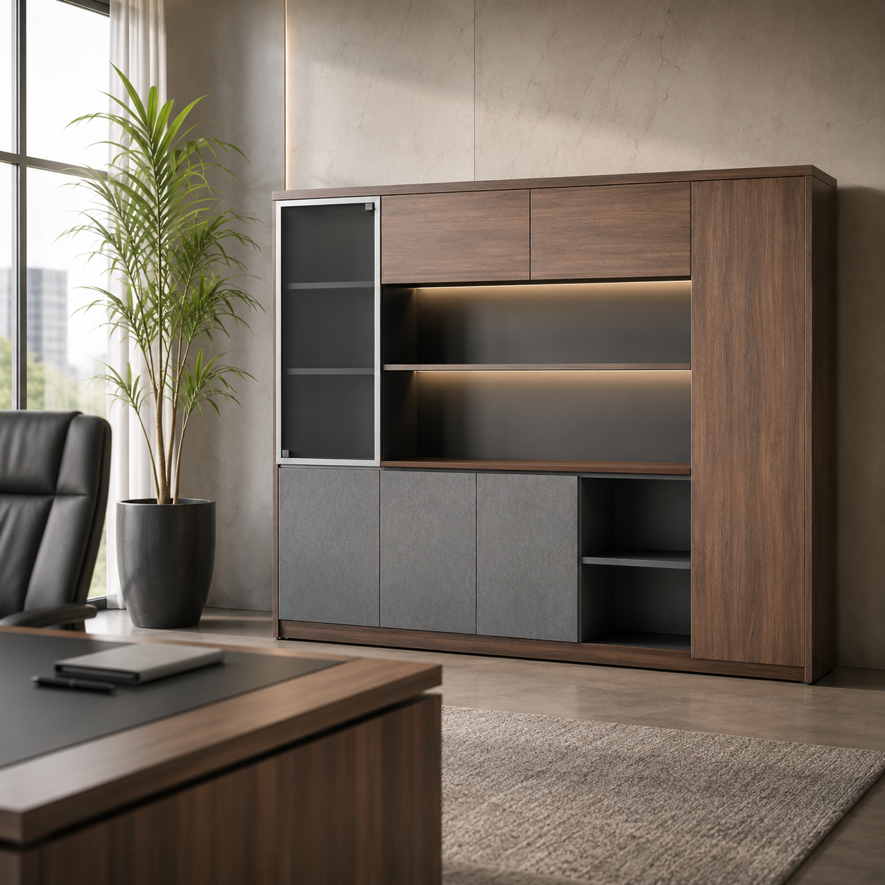 Wooden Office Storage Cabinet with Durable Construction & Space-Saving Design for Professional Workspaces
