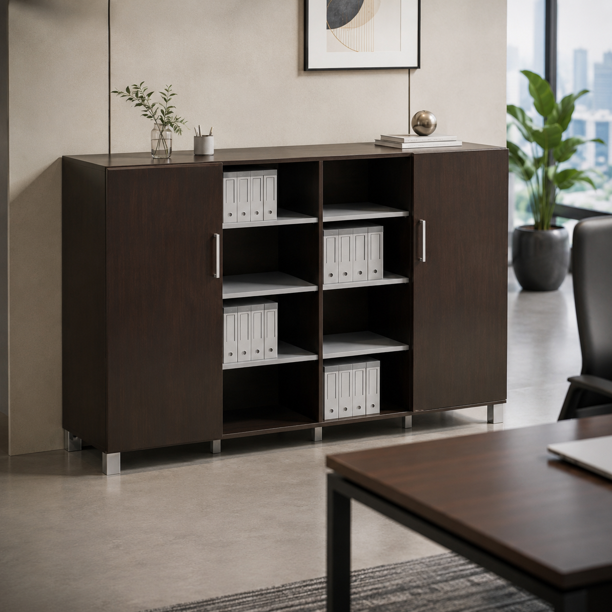 Wooden Office Storage Cabinet with Durable Construction & Space-Saving Design for for Organized Office Environments