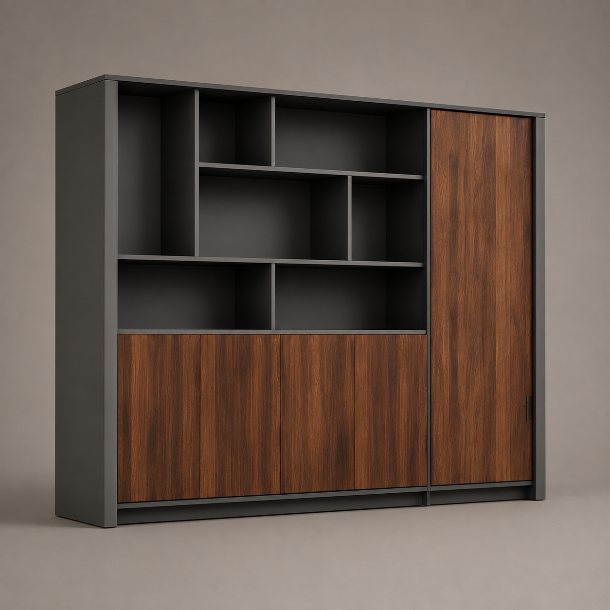 Wooden Office Storage Cabinet with Modern Wooden Design & Security Lock for Corporate Interiors