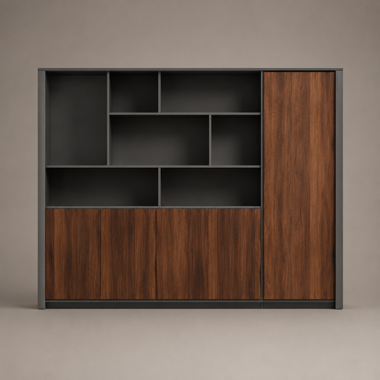 Wooden Office Storage Cabinet with Modern Wooden Design & Security Lock for Corporate Interiors