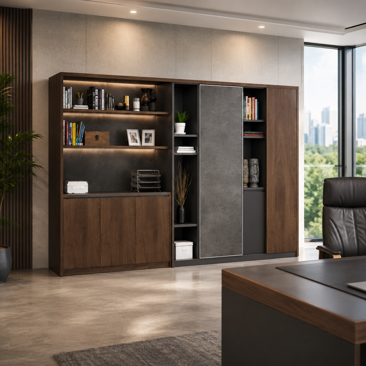 Wooden Office Storage Cabinet with Modern Wooden Elegant Finish for Professional Workspaces