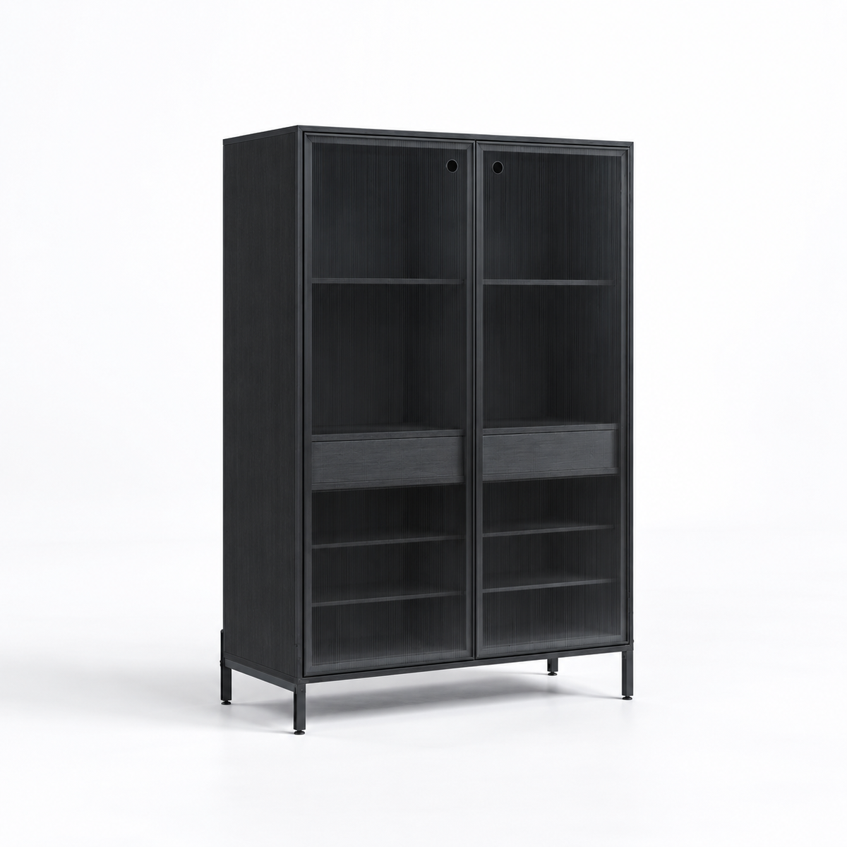 Modern Tall Storage Cabinet with Dual Doors, Multi-Level Shelves & Raised Legs for Office, Living Room, Study & Home Storage