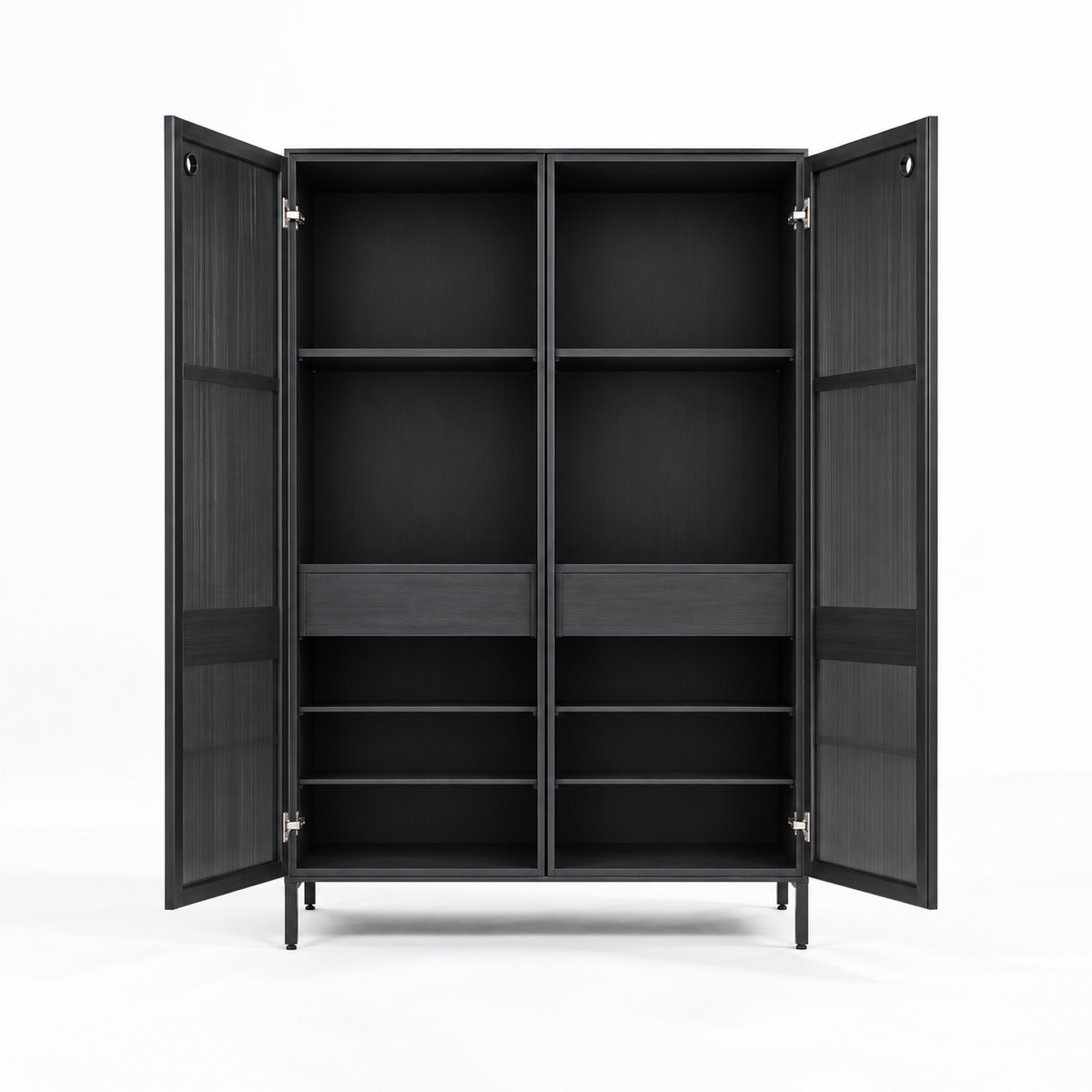 Modern Tall Storage Cabinet with Dual Doors, Multi-Level Shelves & Raised Legs for Office, Living Room, Study & Home Storage