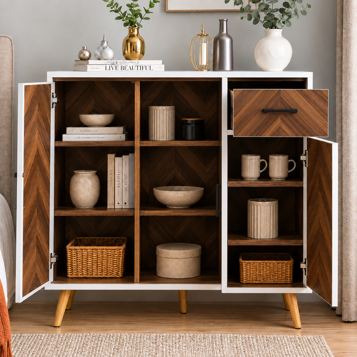 कार्यालयों के लिए लकड़ी के डायरेक्टर टेबल बैक यूनिट बड़े आकार की फाइल कैबिनेट