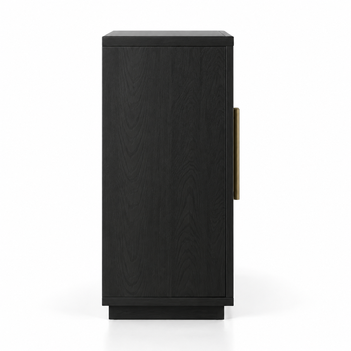 Classic Black MDF Veneer Storage Cabinet with Gold Handles, Double Doors and Enclosed Storage for Living Room, Dining Area or Office