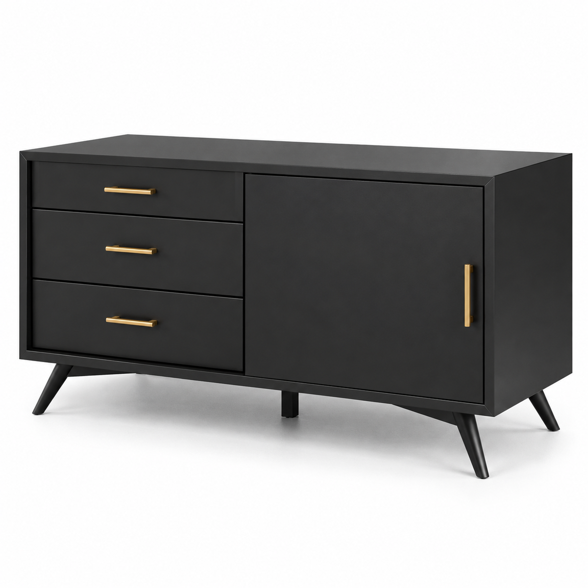 Modern Low-Height Sideboard Cabinet with Spacious Storage, Sleek Handles and Raised Legs for Living, Dining & Office Spaces