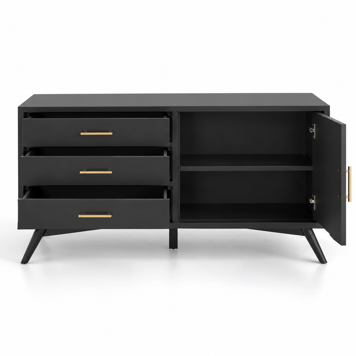 Modern Low-Height Sideboard Cabinet with Spacious Storage, Sleek Handles and Raised Legs for Living, Dining & Office Spaces