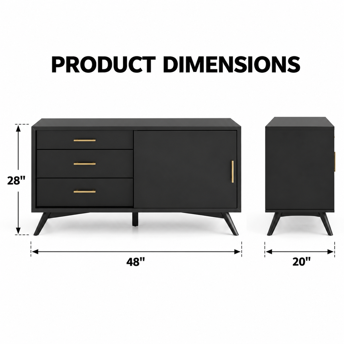 Modern Low-Height Sideboard Cabinet with Spacious Storage, Sleek Handles and Raised Legs for Living, Dining & Office Spaces