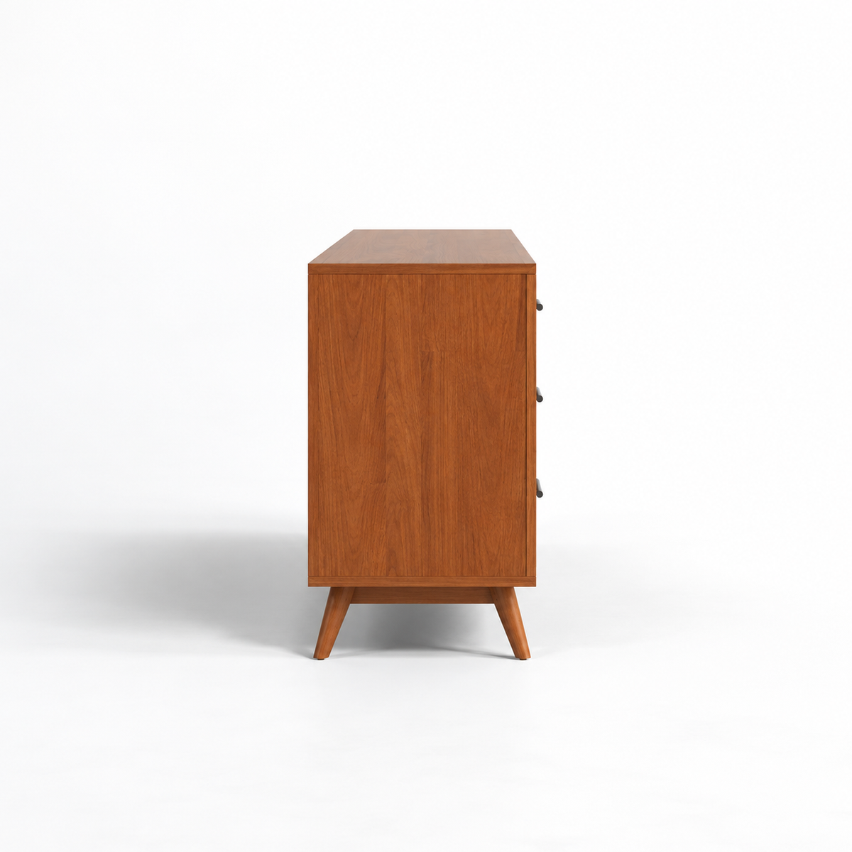 Modern Teak Wood Sideboard Cabinet with 3 Drawers, Dual Door Storage & Raised Legs for Living Room, Dining Room and Office