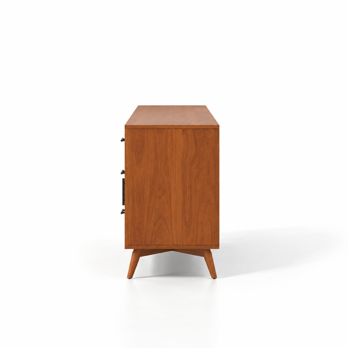 Modern Teak Wood Sideboard Cabinet with 3 Drawers, Dual Door Storage & Raised Legs for Living Room, Dining Room and Office