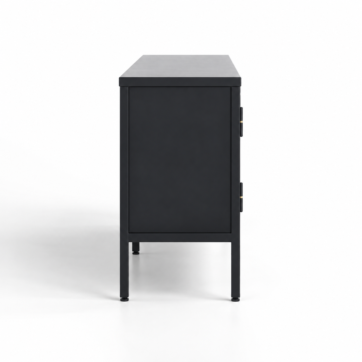 Modern MDF Storage Sideboard Cabinet with 3 Enclosed Sections, Raised Metal Legs &amp; Gold Knobs for Living Room, Office and Dining Area