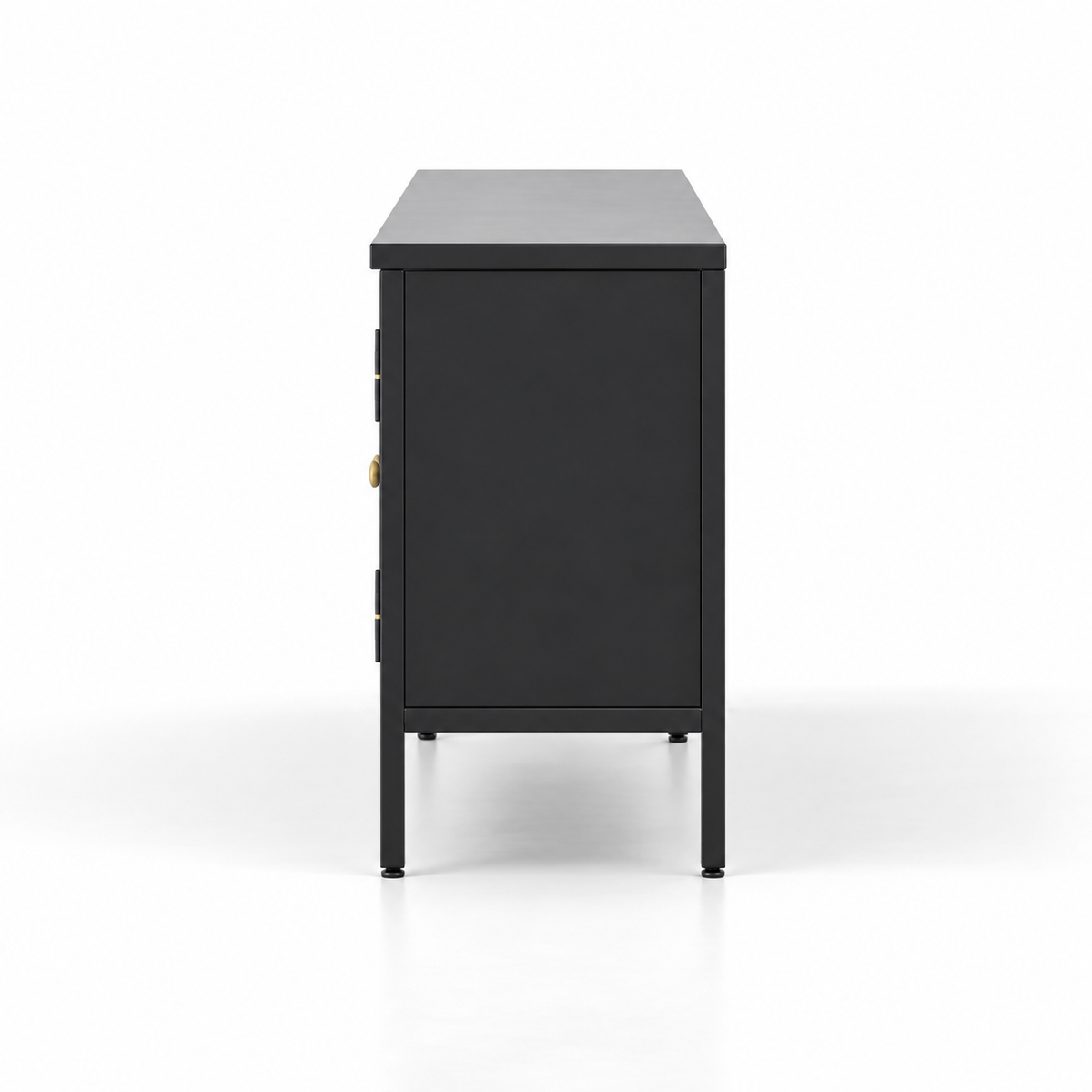 Modern MDF Storage Sideboard Cabinet with 3 Enclosed Sections, Raised Metal Legs &amp; Gold Knobs for Living Room, Office and Dining Area