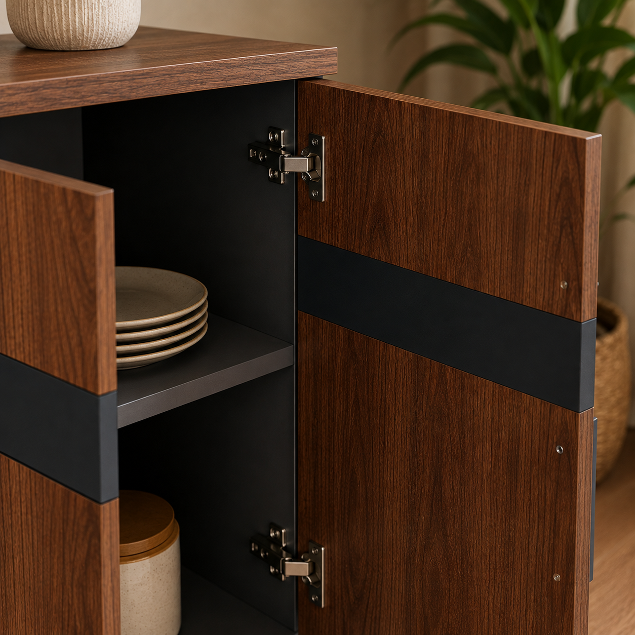 Multipurpose Sideboard Storage Cabinet for Living Room, Dining Room & Hallway with Spacious Shelving and Contemporary Organizer