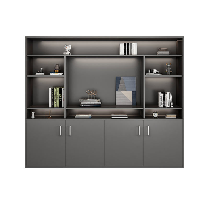 Grand Executive Wall Cabinet with Open Doors Storage, with Multi-Tier Bookshelf, and High-Capacity Office Bin Storage in Premium Particle Board