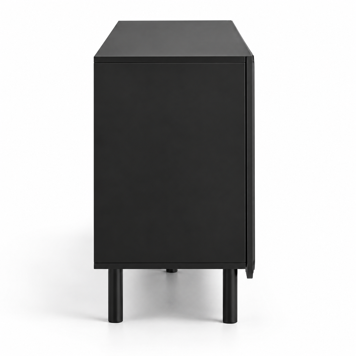 Modern Designer Sideboard Cabinet with Scalloped Door Panels, Enclosed Storage and Raised Legs for Living & Dining Spaces