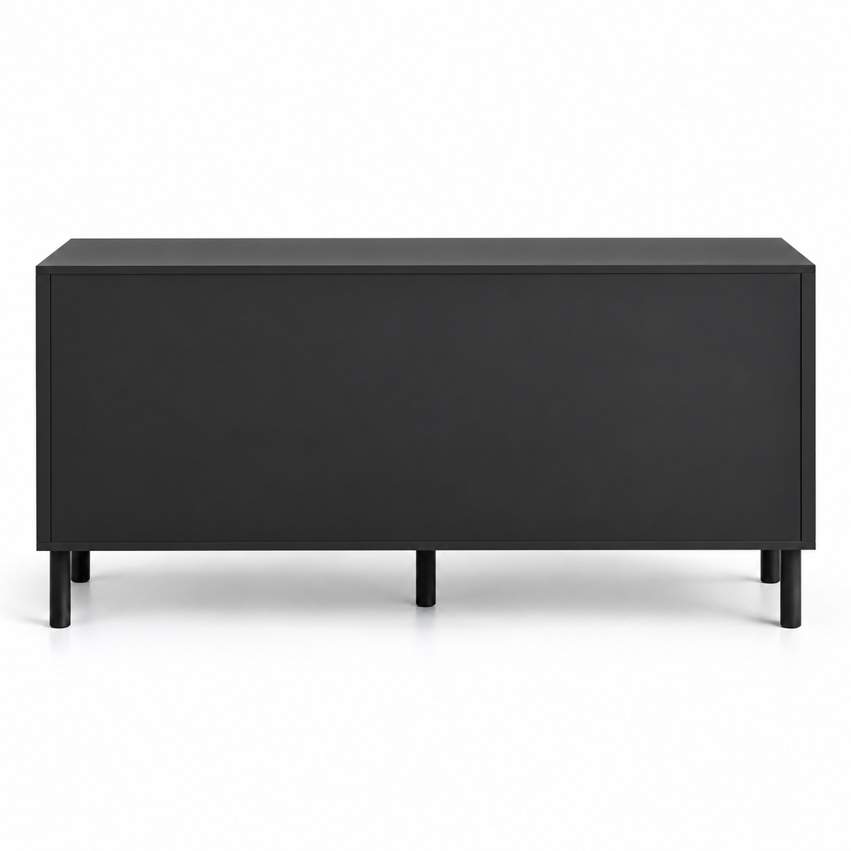 Modern Designer Sideboard Cabinet with Scalloped Door Panels, Enclosed Storage and Raised Legs for Living & Dining Spaces