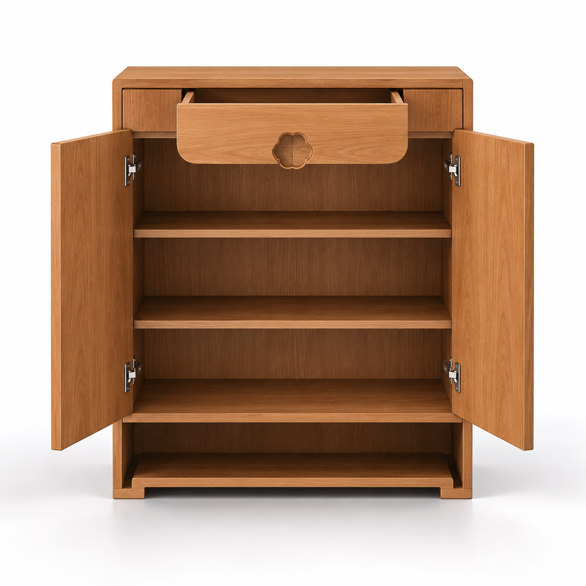 Modern Particle Board Shoe Cabinet with Dual Doors, Top Storage Drawer & Open Bottom Shelf for Entryway, Foyer, Bedroom and Hallway